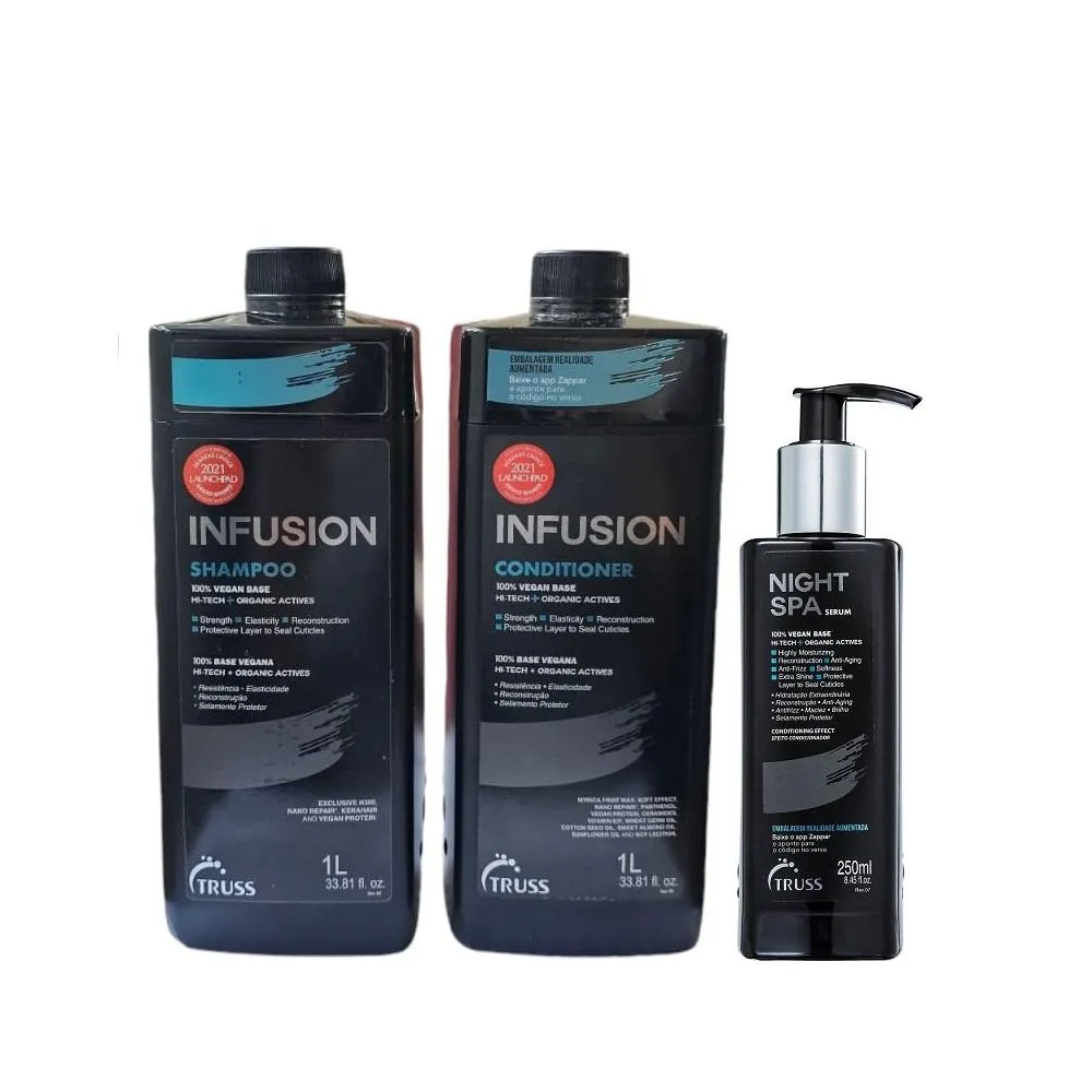 KIT TRUSS INFUSION SHAMPOO 1000ML + CONDICIONADOR 1000ML + NIGHT SPA 250ML