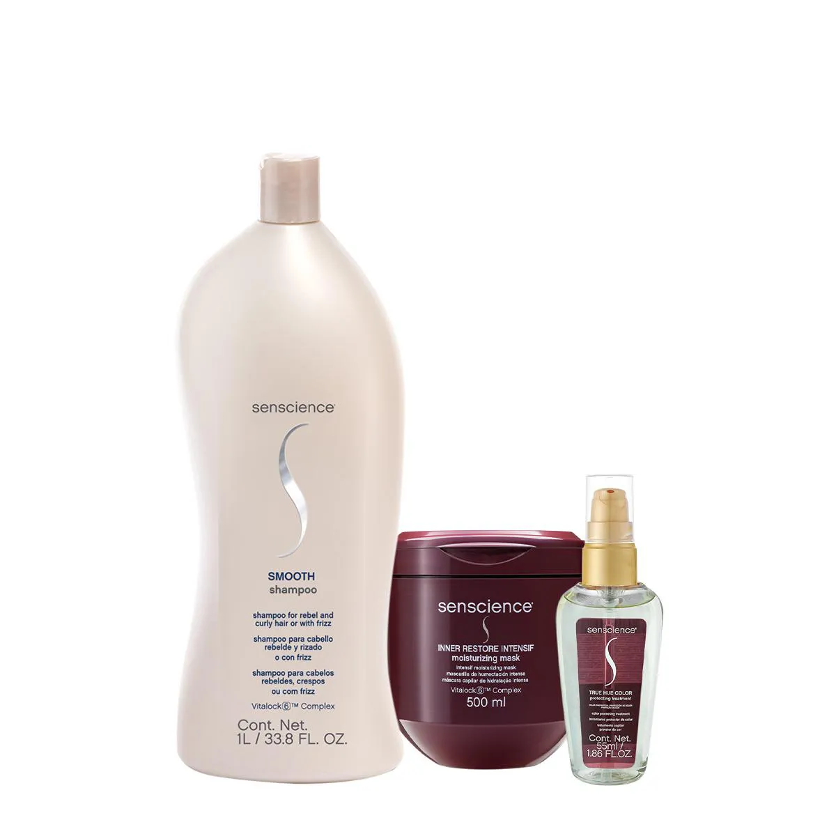 KIT SENSCIENCE SMOOTH INTENSIF TRUE HUE SHAMPOO MáSCARA SéRUM (3 PRODUTOS)