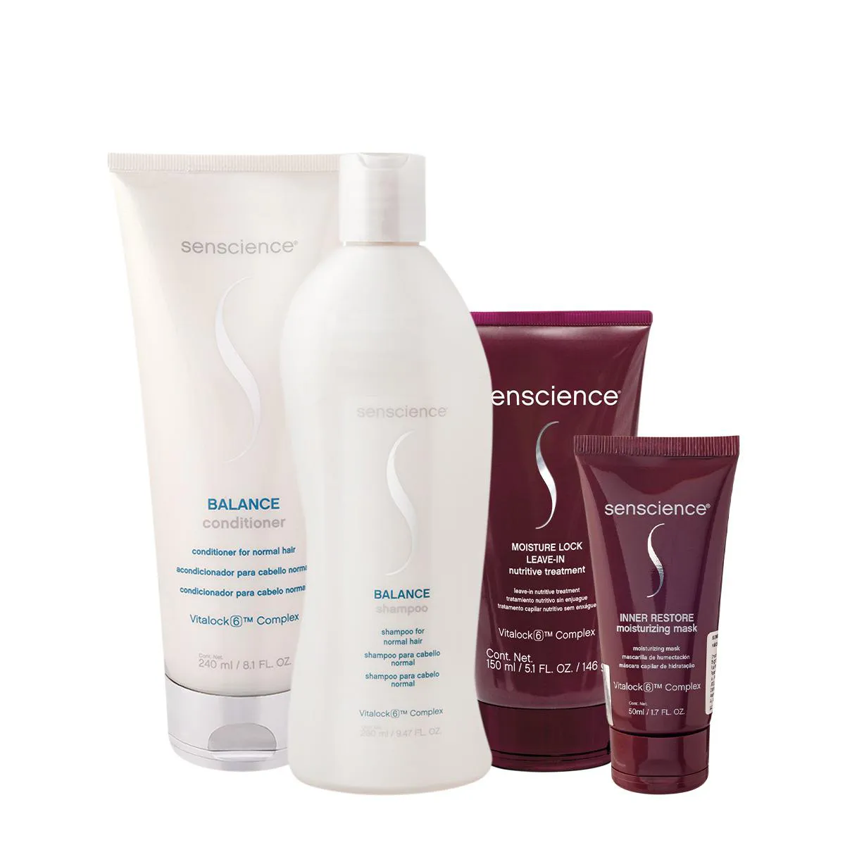 KIT SENSCIENCE BALANCE INNER MOISTURE HOME CARE LEAVE-IN (4 PRODUTOS)
