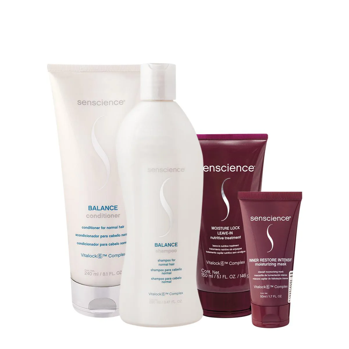 KIT SENSCIENCE BALANCE INTENSIF MOISTURE HOME CARE LEAVE-IN (4 PRODUTOS)