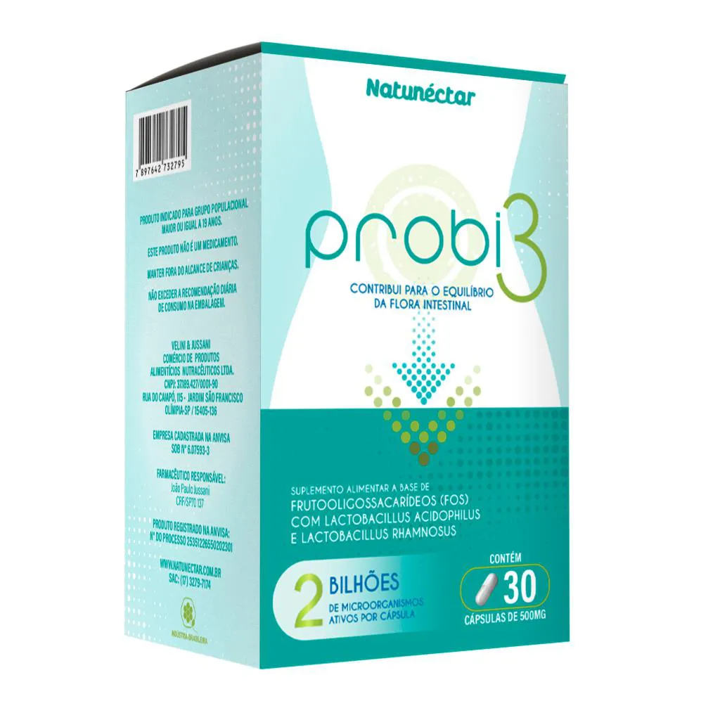 PROBI3 - SUPLEMENTO CONTRIBUI FLORA INTESTINAL  30CAPS - NATUNECTAR