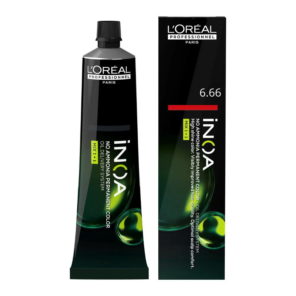 COLORAçãO LORéAL PROFESSIONNEL INOA 6.66 LOURO ESCURO VERMELHO PROFUNDO 60ML