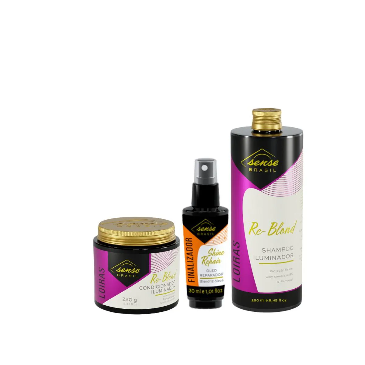 KIT SENSE RE BLOND SHAMPOO 250ML E CONDICIONADOR 250ML + ÓLEO SHINE 30ML