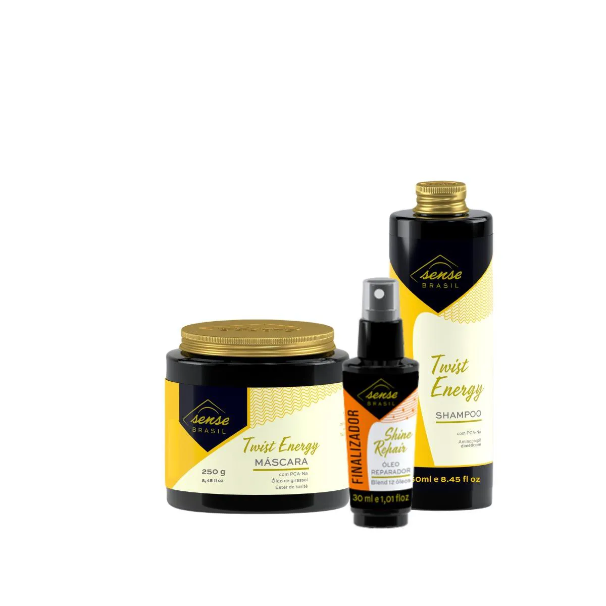KIT SENSE TWIST ENERGY SHAMPOO 250ML E MáSCARA 250ML + ÓLEO SHINE 30ML