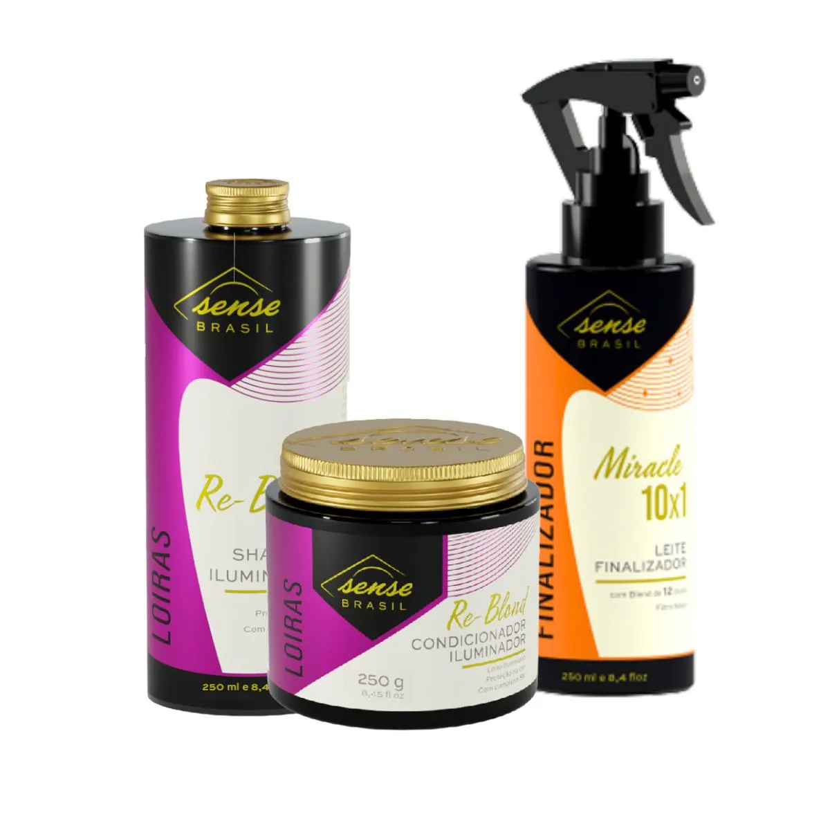 KIT SENSE REBLOND (SHAMPOO 250ML + COND 250ML) + MIRACLE 250ML