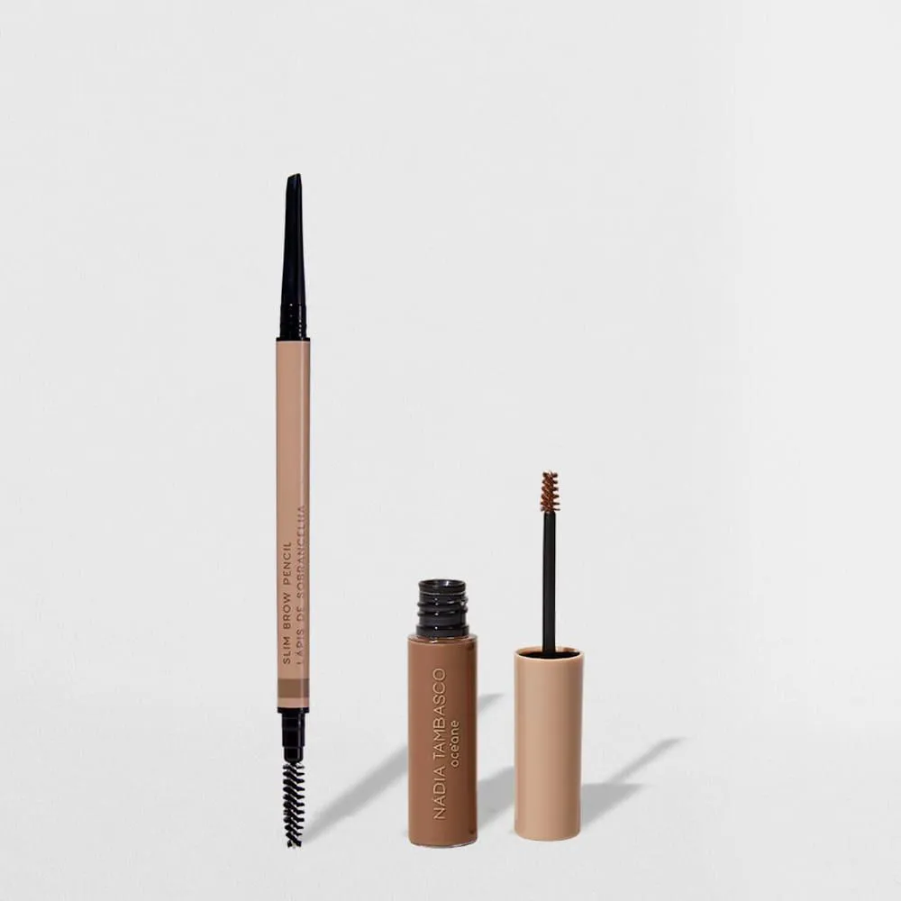KIT MáSCARA DE SOBRANCELHA CASTANHO CLARO + LáPIS DE SOBRANCELHAS RETRáTIL CLARO NáDIA TAMBASCO BY OCéANE (2 PRODUTOS)
