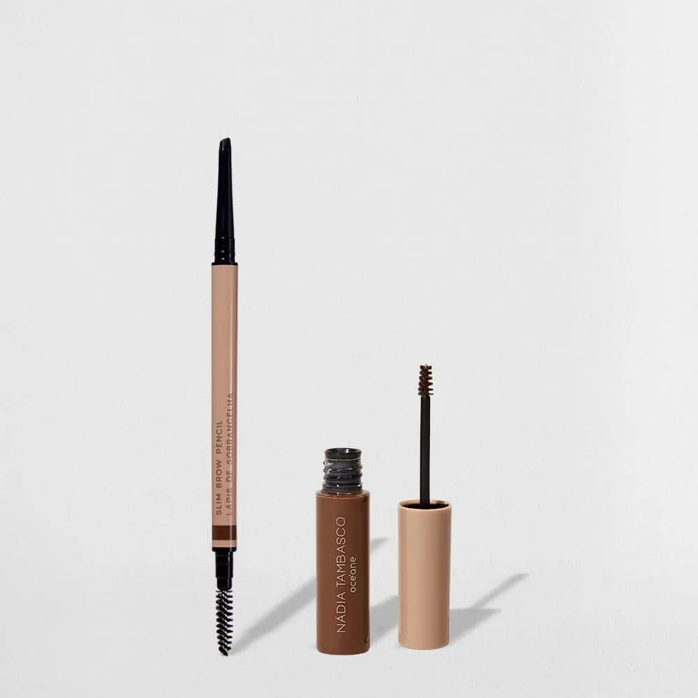 KIT MáSCARA DE SOBRANCELHA CASTANHO + LáPIS DE SOBRANCELHAS RETRáTIL MéDIO NáDIA TAMBASCO BY OCéANE (2 PRODUTOS)