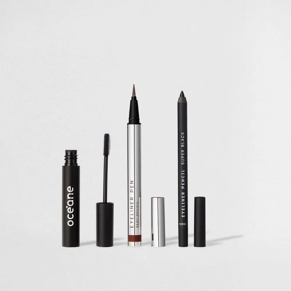 KIT GEL DE SOBRANCELHA + CANETA DELINEADORA MARROM + CANETA DELINEADORA SUPER BLACK OCéANE PURPLE (3 PRODUTOS)