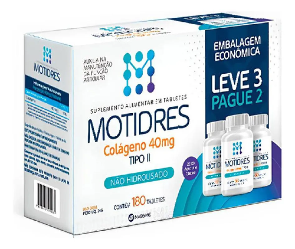 MOTIDRES - COLAGENO TIPO II 40MG - 180 TABLETES - MáSSIME