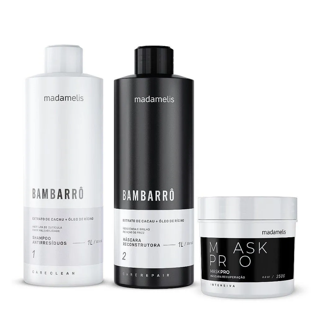 KIT ESCOVA PROGRESSIVA BAMBARRÔ 1L + BRINDE MADAMELIS
