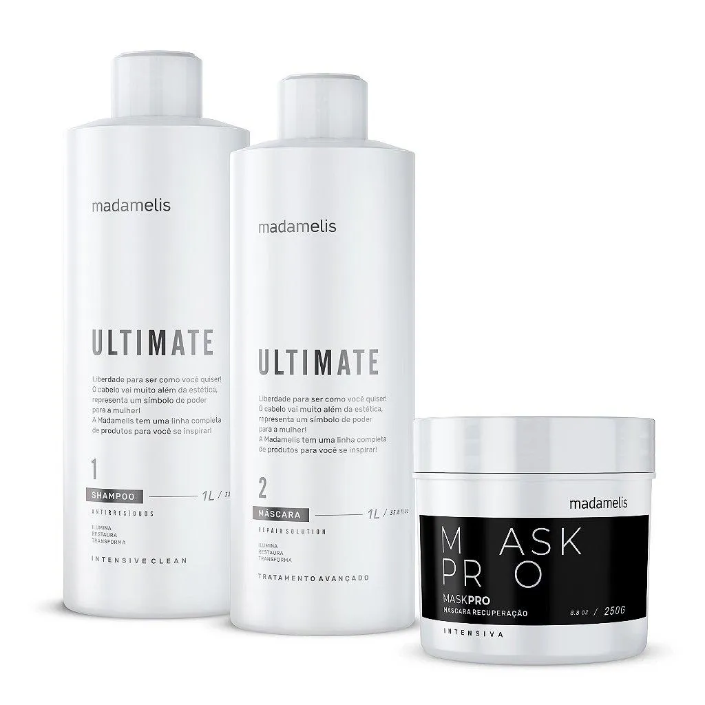 KIT ESCOVA PROGRESSIVA ULTIMATE 1L + MASK PRO 250G MADAMELIS