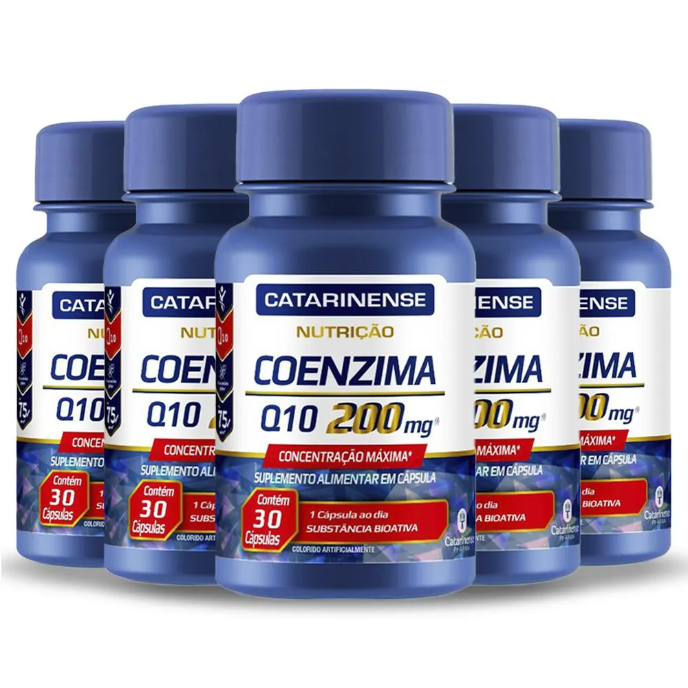 KIT 5 COENZIMA Q10 200MG CATARINENSE 30 CáPSULAS