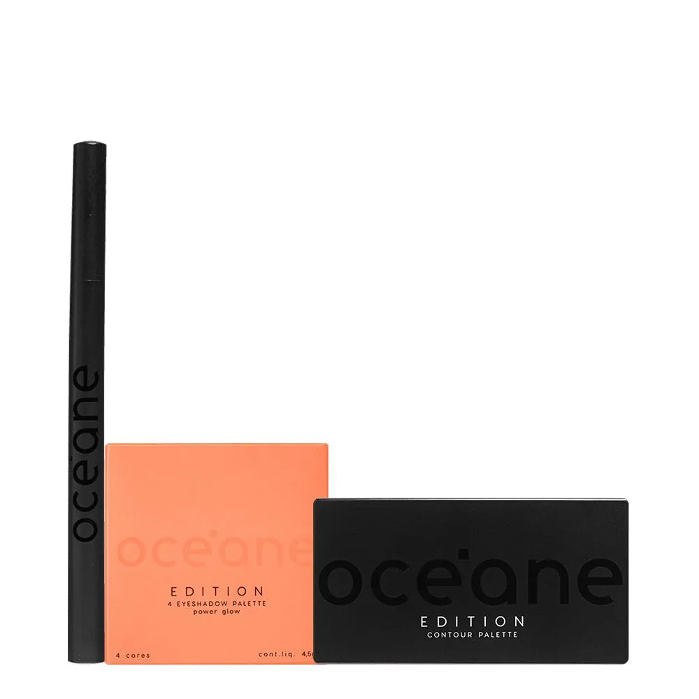 KIT OCéANE EDITION PALETA CONTOUR + CANETA LINE MY EYES E SOMBRA POWER GLOW (3 PRODUTOS)