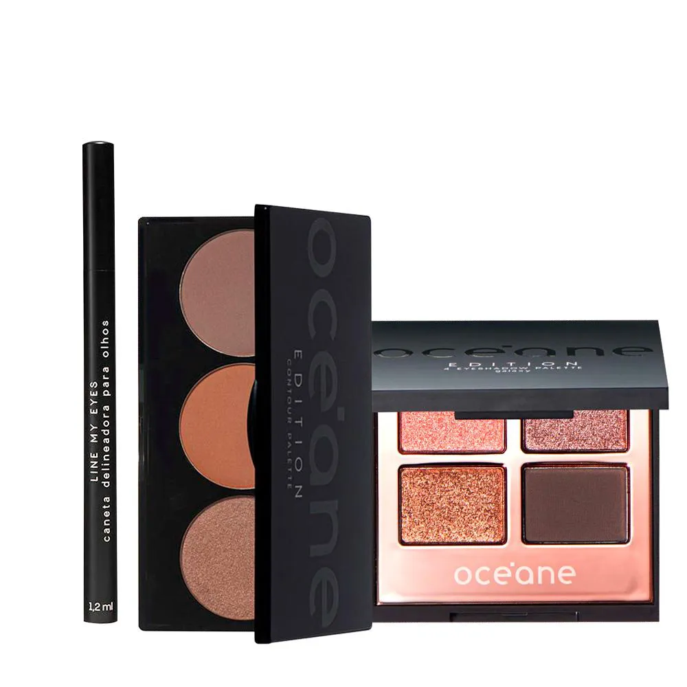 KIT OCéANE EDITION PALETA DE  CONTOUR + CANETA LINE MY EYES E SOMBRA GALAXY (3 PRODUTOS)