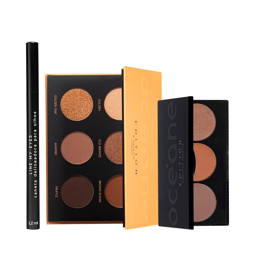 KIT OCéANE EDITION PALETA DE CONTOUR + CANETA LINE MY EYES E SOMBRA CLASSIC (3 PRODUTOS)