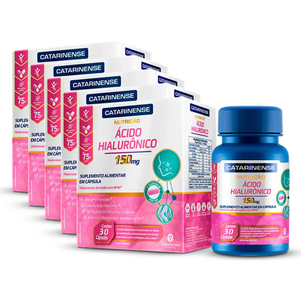 KIT 5 ÁCIDO HIALURôNICO CATARINENSE 30 CáPSULAS