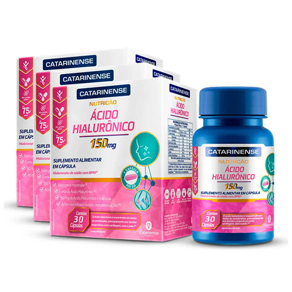 KIT 3 ÁCIDO HIALURôNICO CATARINENSE 30 CáPSULAS