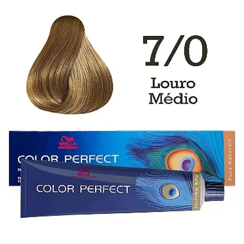 COLORAçãO PERMANENTE COLOR PERFECT  WELLA PROFESSIONALS 7/0 LOURO MéDIO  60G