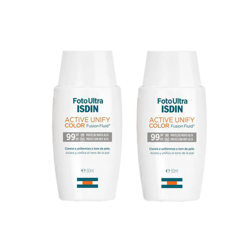 KIT ISDIN FOTOULTRA ACTIVE UNIFY COLOR - PROTETOR SOLAR COLOR FPS99 50ML 2 UNIDADES