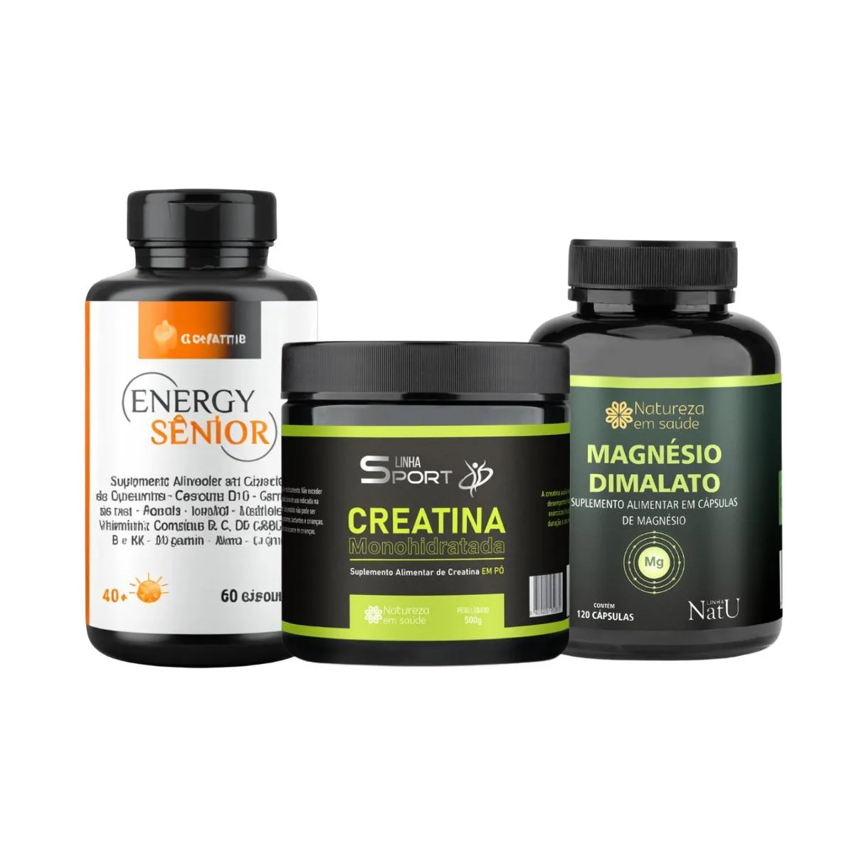 KIT CREATINA EM Pó + MAGNéSIO DIMALATO + ENERGY SENIOR