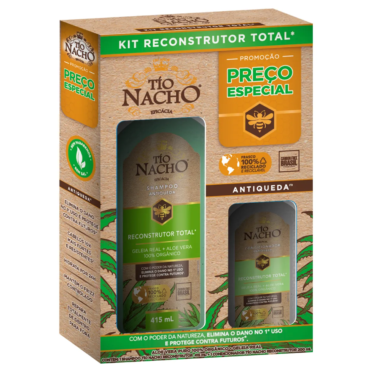 Kit Tio Nacho Reconstrutor Total Shampoo 415ml + Condicionador 200ml