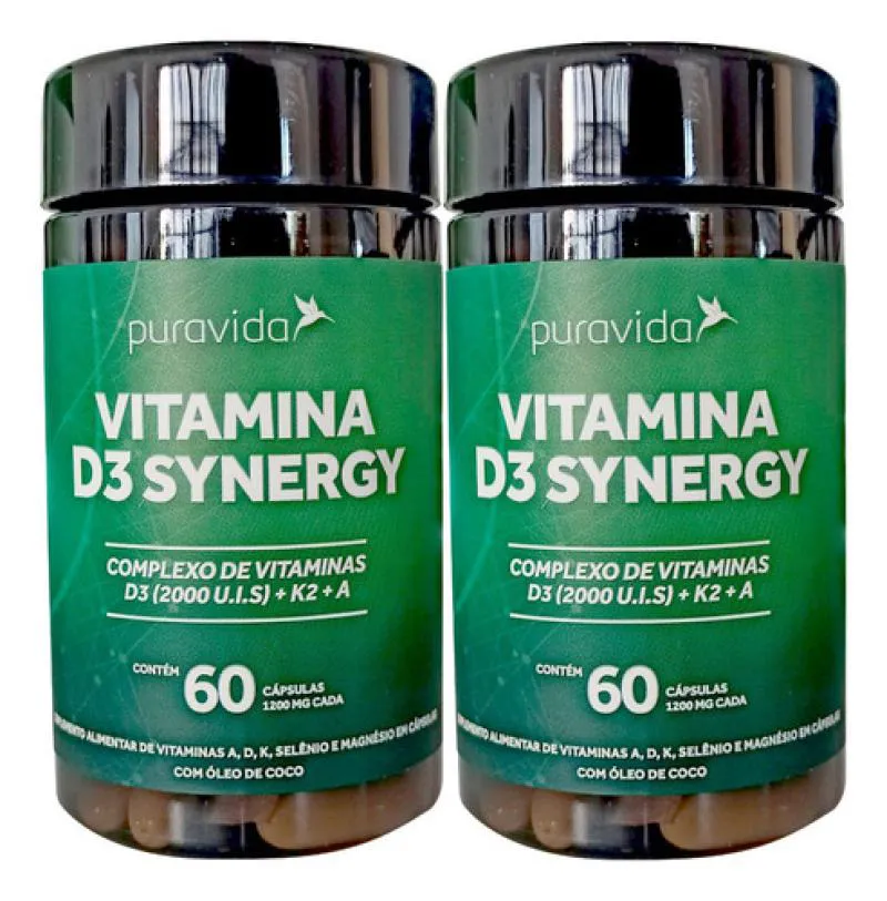 VITAMINA D3 SYNERGY 2 X 60 CáPSULAS PURAVIDA