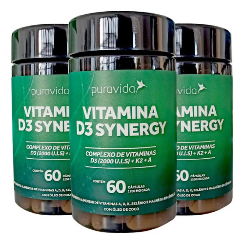 VITAMINA D3 SYNERGY 3 X 60 CáPSULAS PURAVIDA