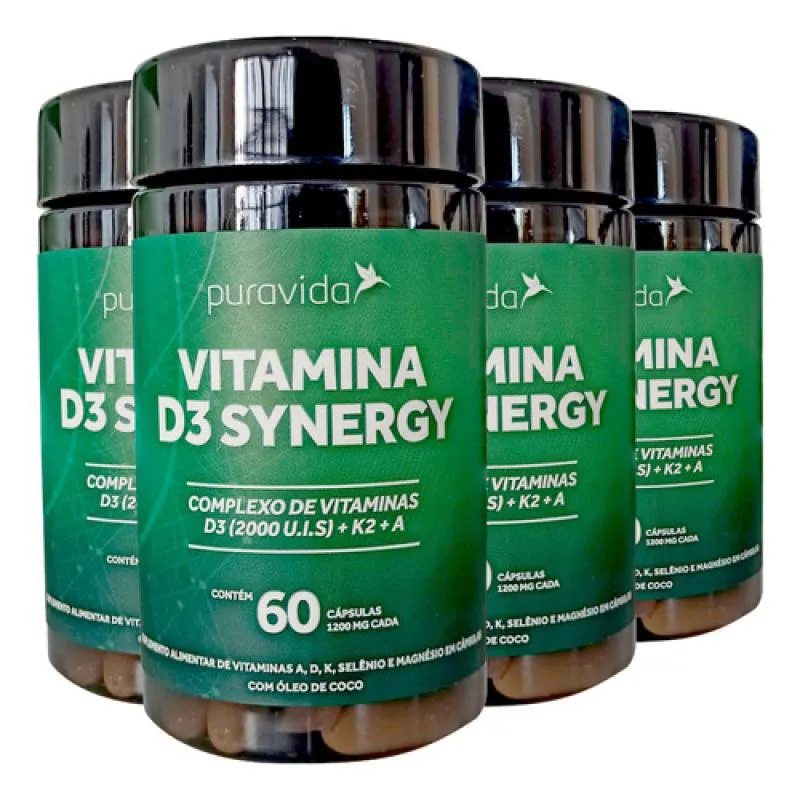 VITAMINA D3 SYNERGY 4 X 60 CáPSULAS PURAVIDA