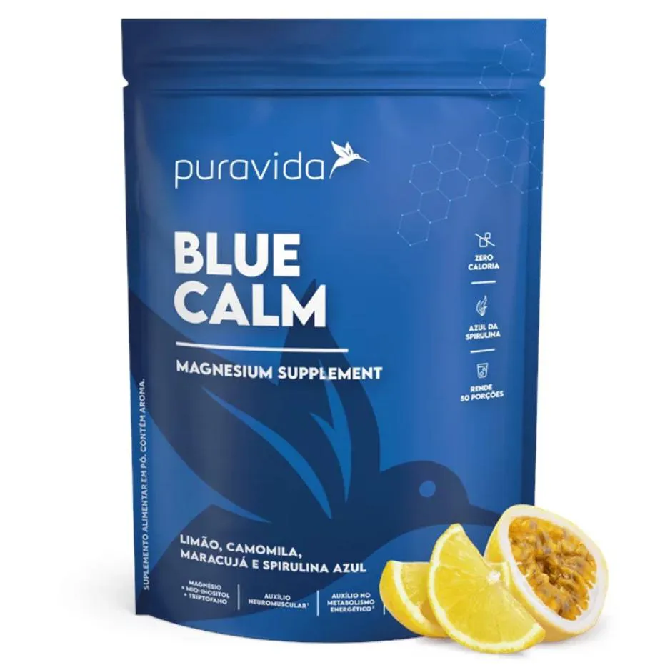 BLUE CALM - MAGNÉSIO, INOSITOL, TRIPTOFANO E TAURINA | 250G PURAVIDA
