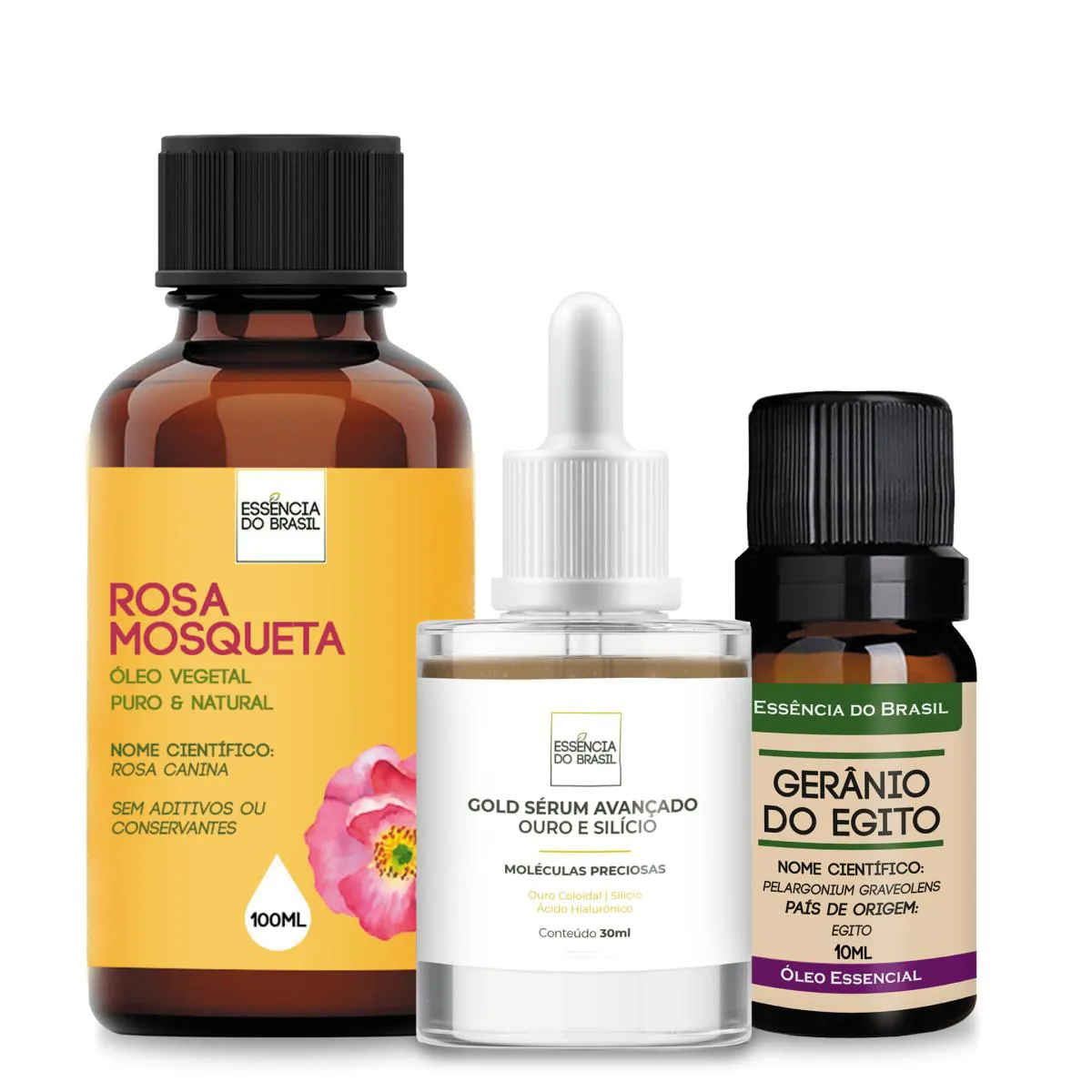 KIT PELE OURO: SéRUM COM OURO + ÓLEO ROSA MOSQUETA + GERâNIO