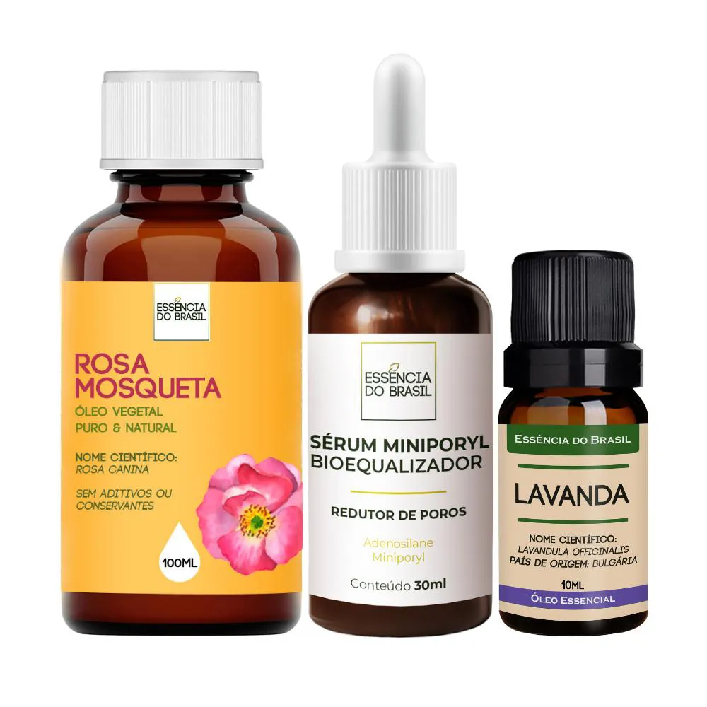KIT EQUILíBRIO PELE: SéRUM + ÓLEO LAVANDA + ROSA MOSQUETA