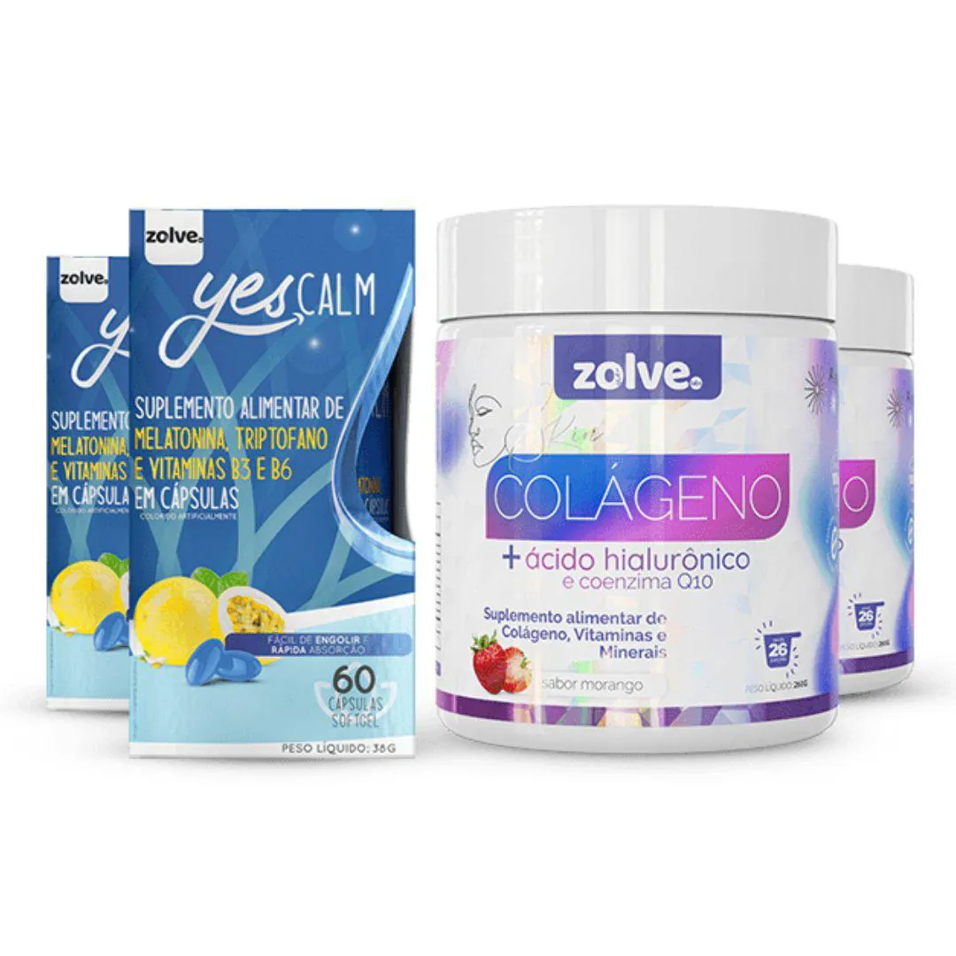 KIT 2 POTES - ZOLVE YES CALM + ZOLVE SKIN COLáGENO VERISOL