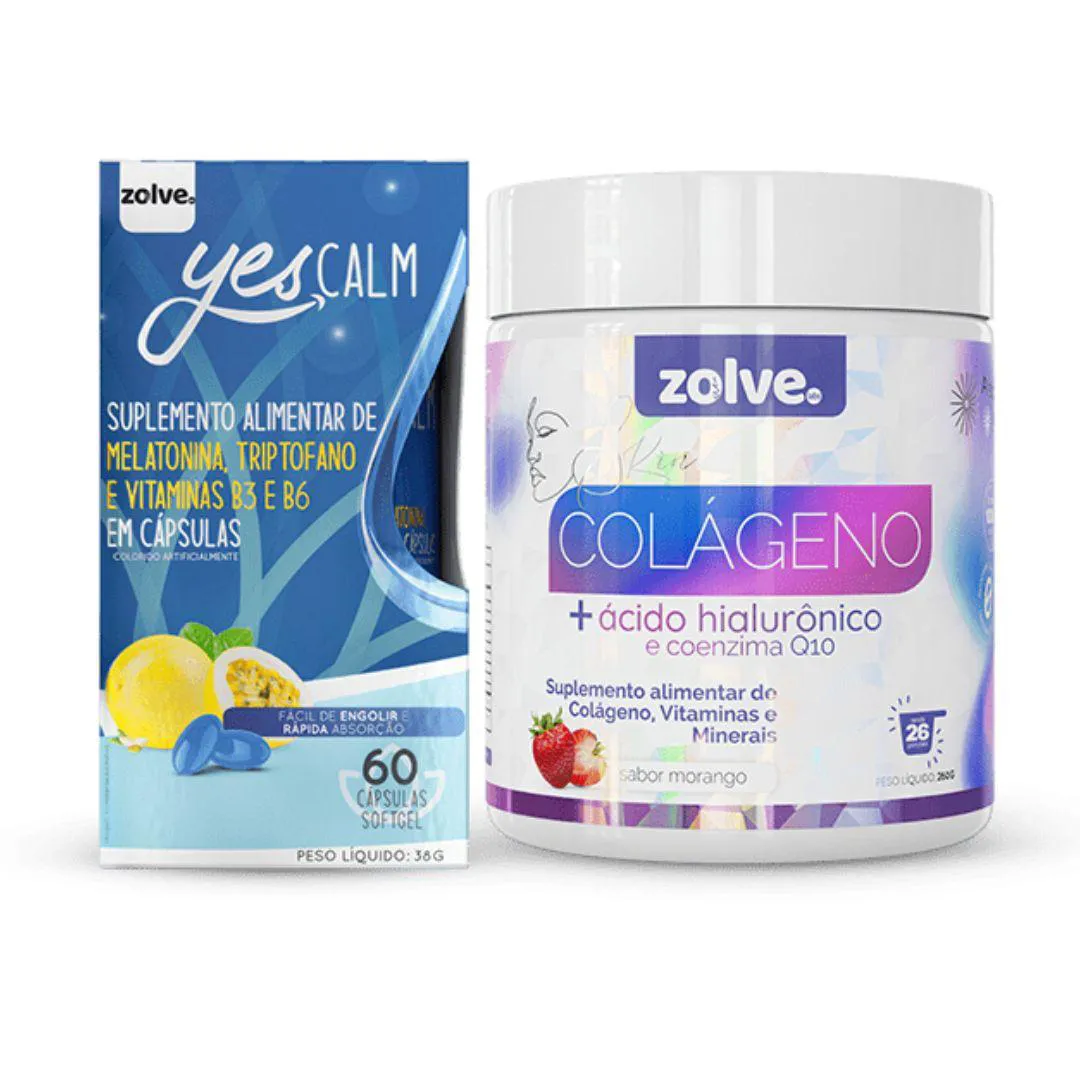 KIT ZOLVE YES CALM + ZOLVE SKIN COLáGENO VERISOL BEM-ESTAR