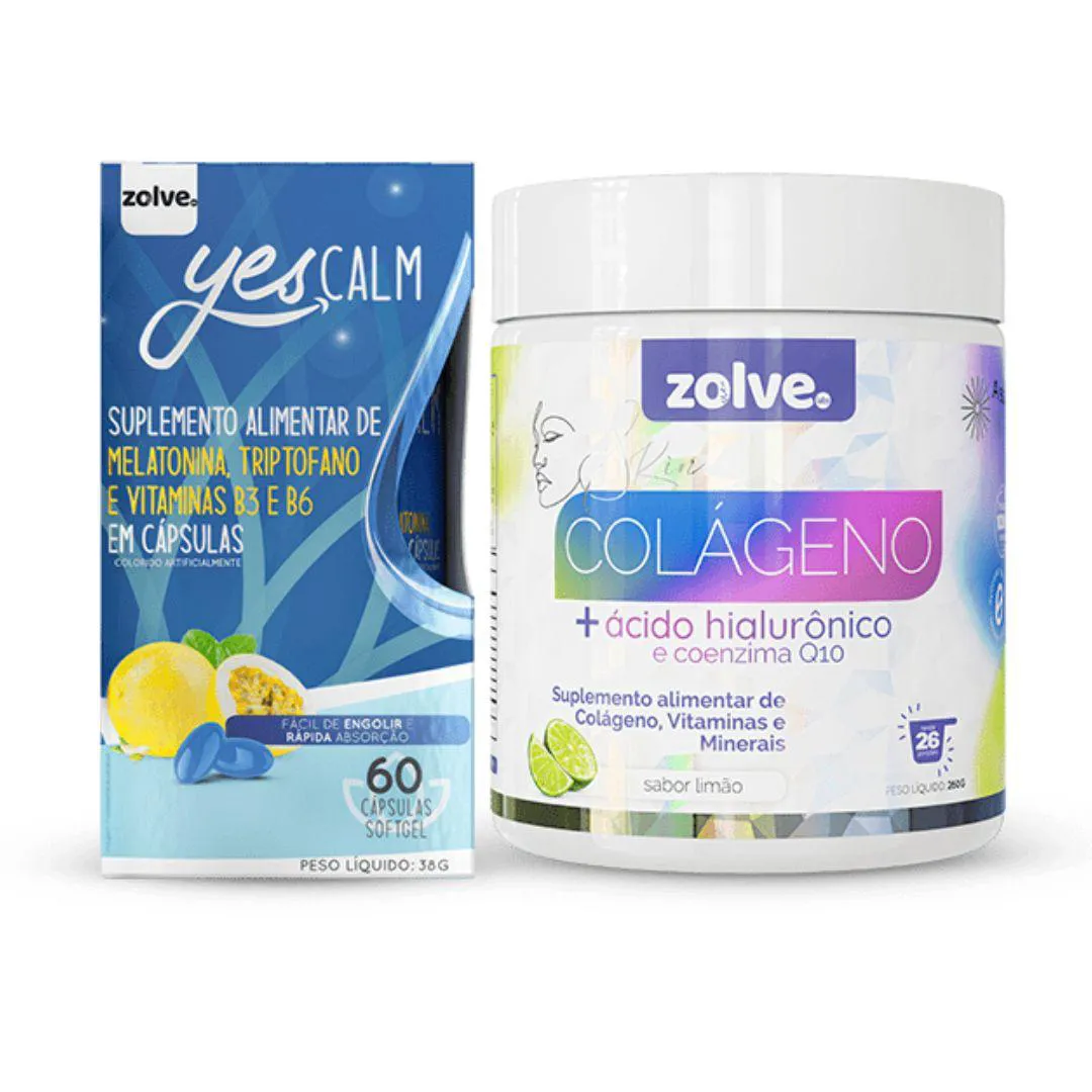 KIT ZOLVE YES CALM + ZOLVE SKIN COLáGENO VERISOL BEM-ESTAR