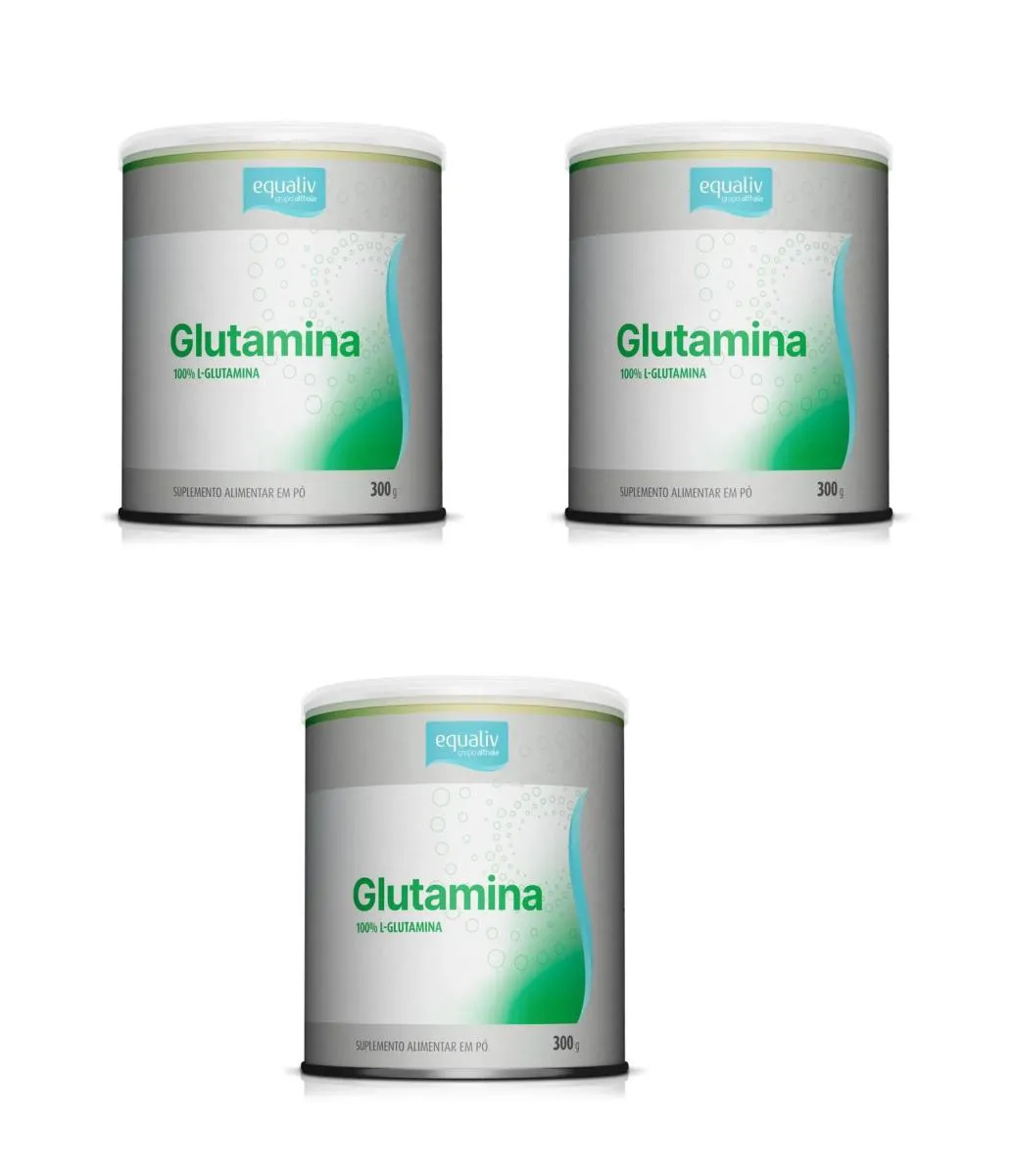 KIT 3 SUPLEMENTO EQUALIV GLUTAMINA ENERGIA MúSCULO 300G