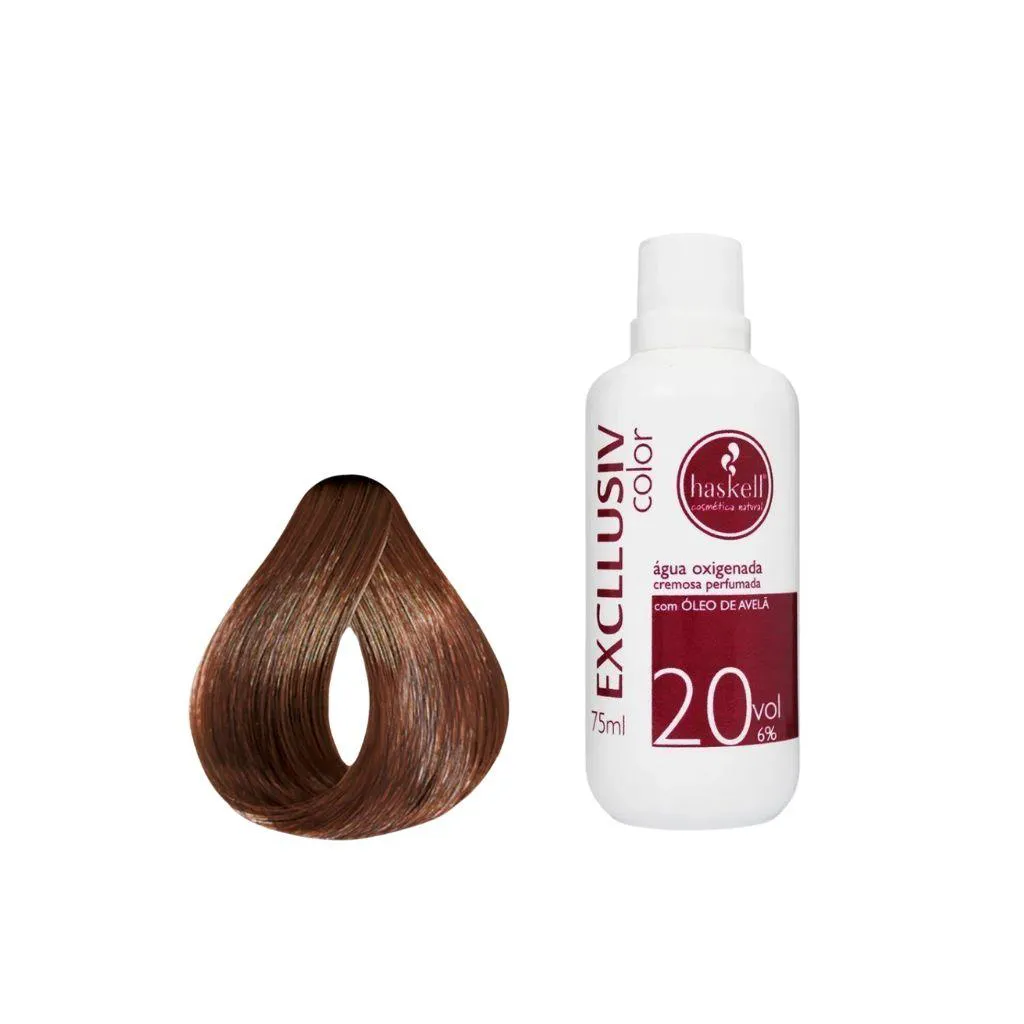 KIT COLORAçãO HASKELL EXCLLUSIV 6.74+ÁGUA OXIG HASKELL 20VOL