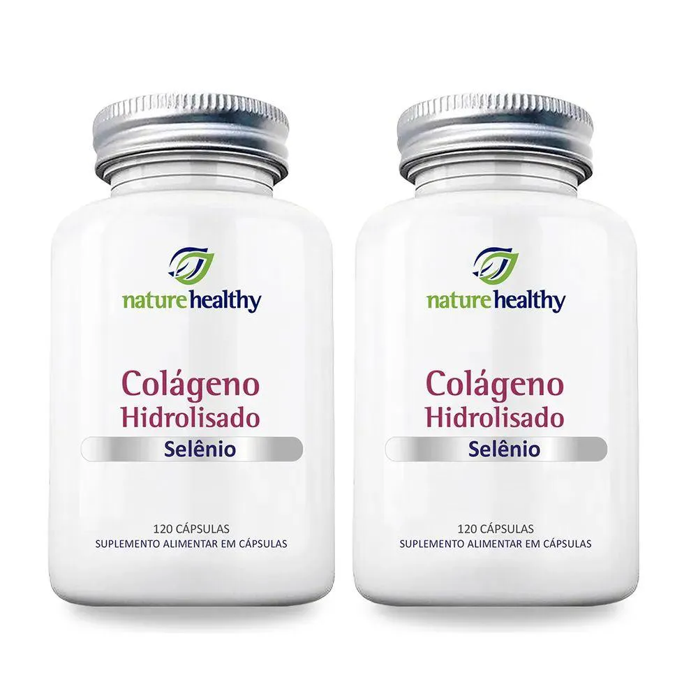 KIT C/ 2 COLÁGENO HIDROLISADO 400MG + SELÊNIO 60MCG NATURE HEALTHY 120 CÁPSULAS