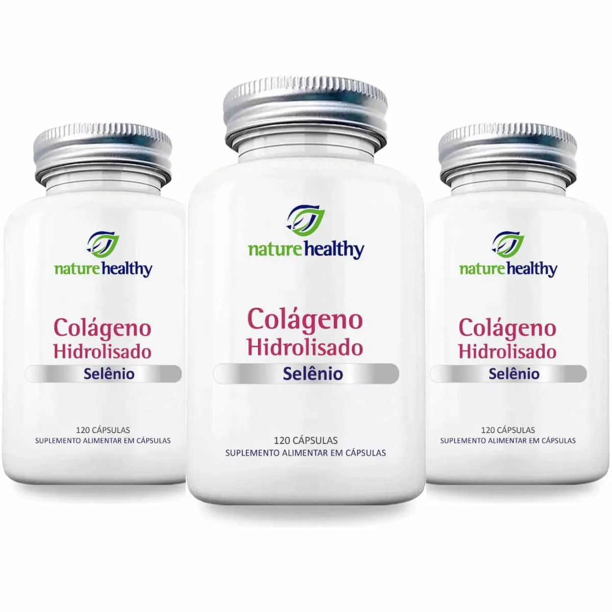 KIT C/ 3 COLÁGENO HIDROLISADO 400MG + SELÊNIO 60MCG NATURE HEALTHY 120 CÁPSULAS