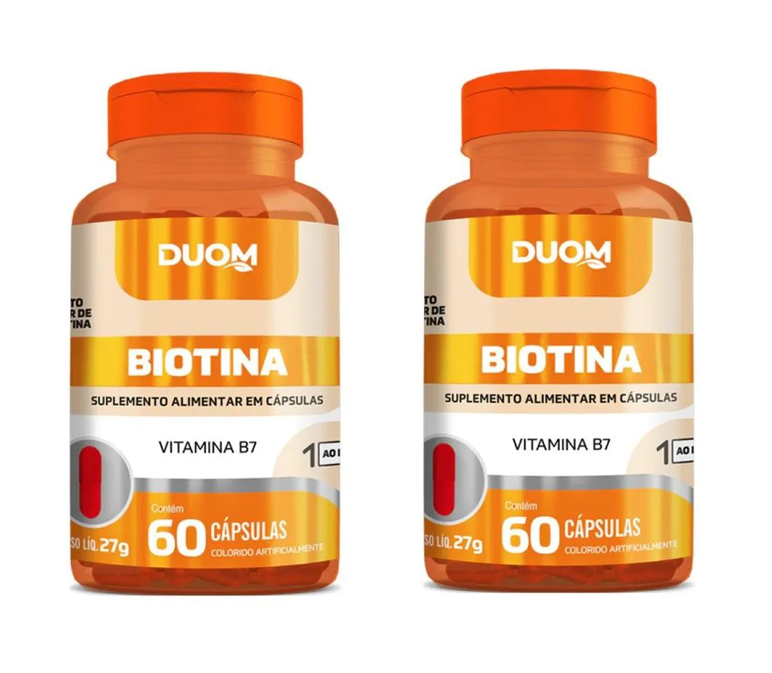 KIT 2 SUPLEMENTO BIOTINA VITAMINA B7 PELE E CABELO 60CPS