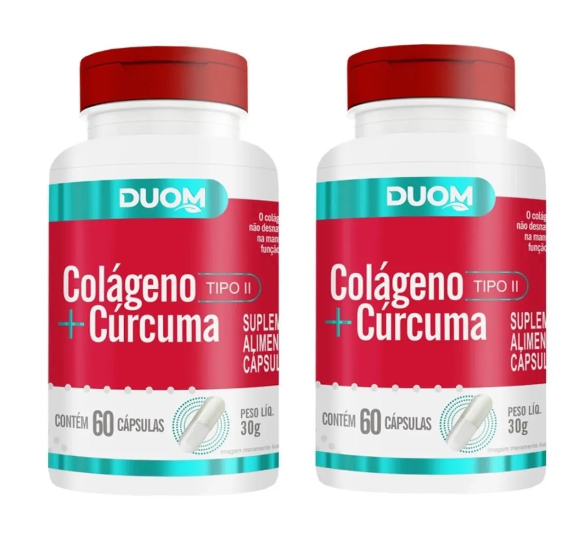 KIT 2 SUPLEMENTO COLáGENO TIPO 2 + CúRCUMA DUOM 60CPS