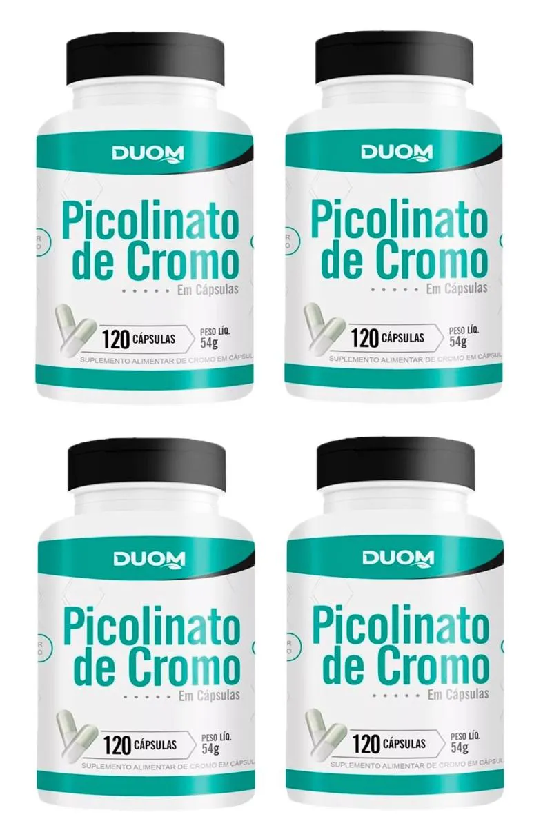 KIT 4 SUPLEMENTO PICOLINATO DE CROMO DUOM EMAGRECIMENTO 120CPS