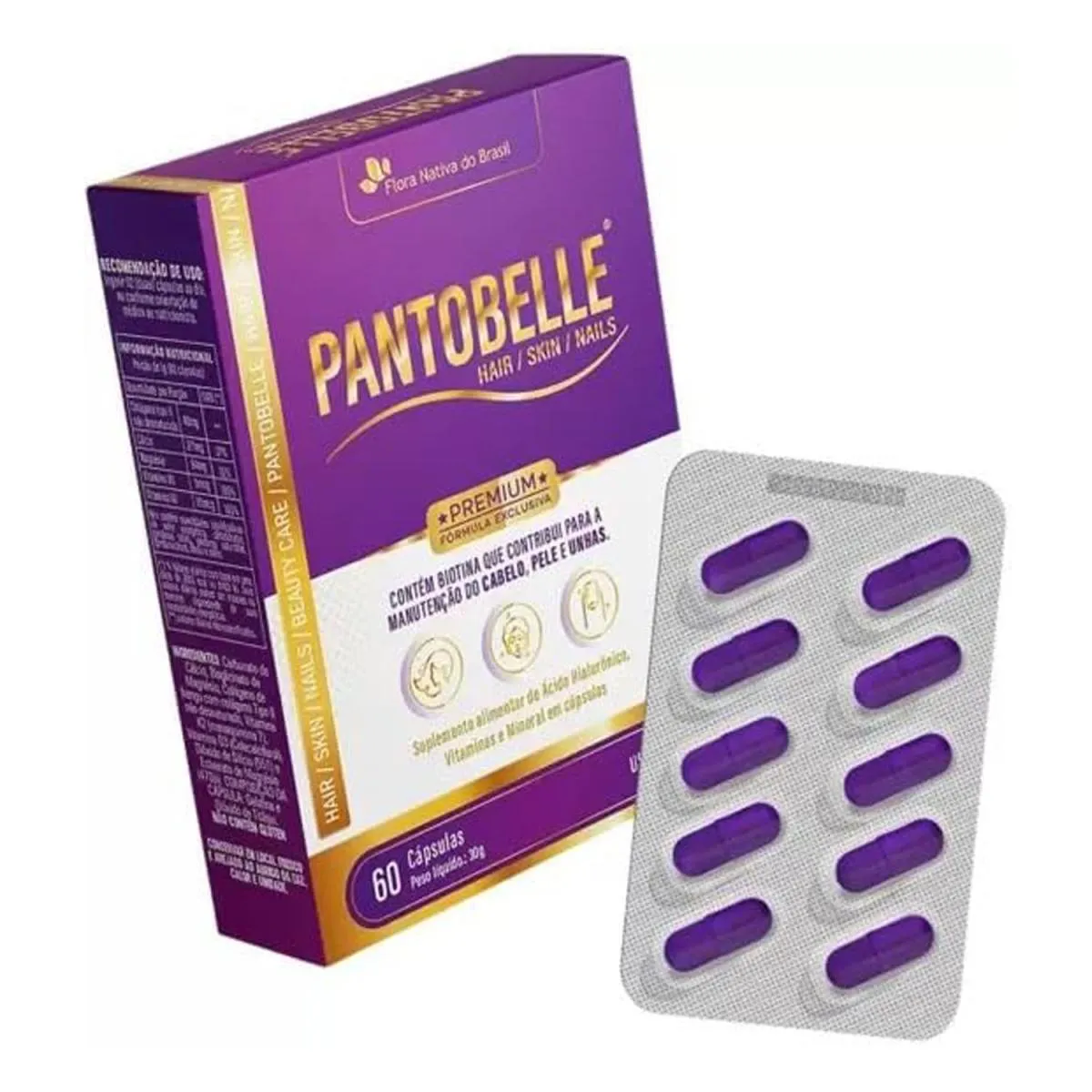 PANTOBELLE CABELOS UNHA E PELE SAUDáVEIS 60CAPS SEM Sabor