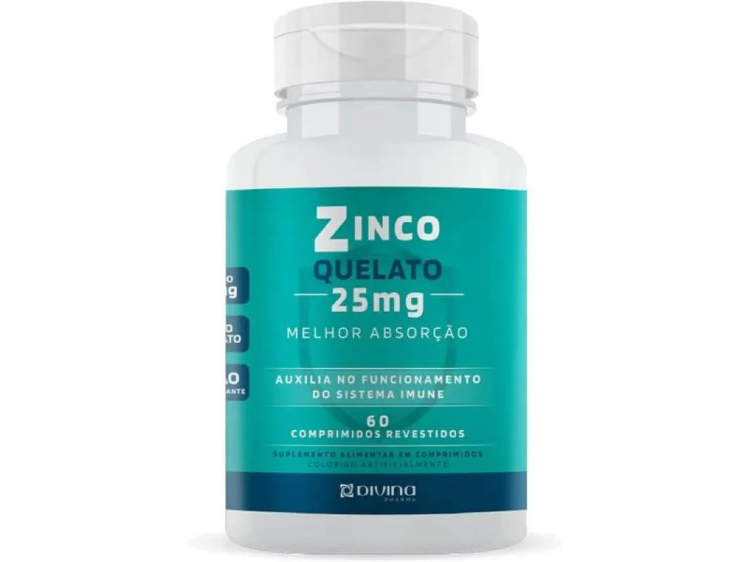ZINCO QUELADO 25MG 60 CáPSULAS - DIVINA PHARMA