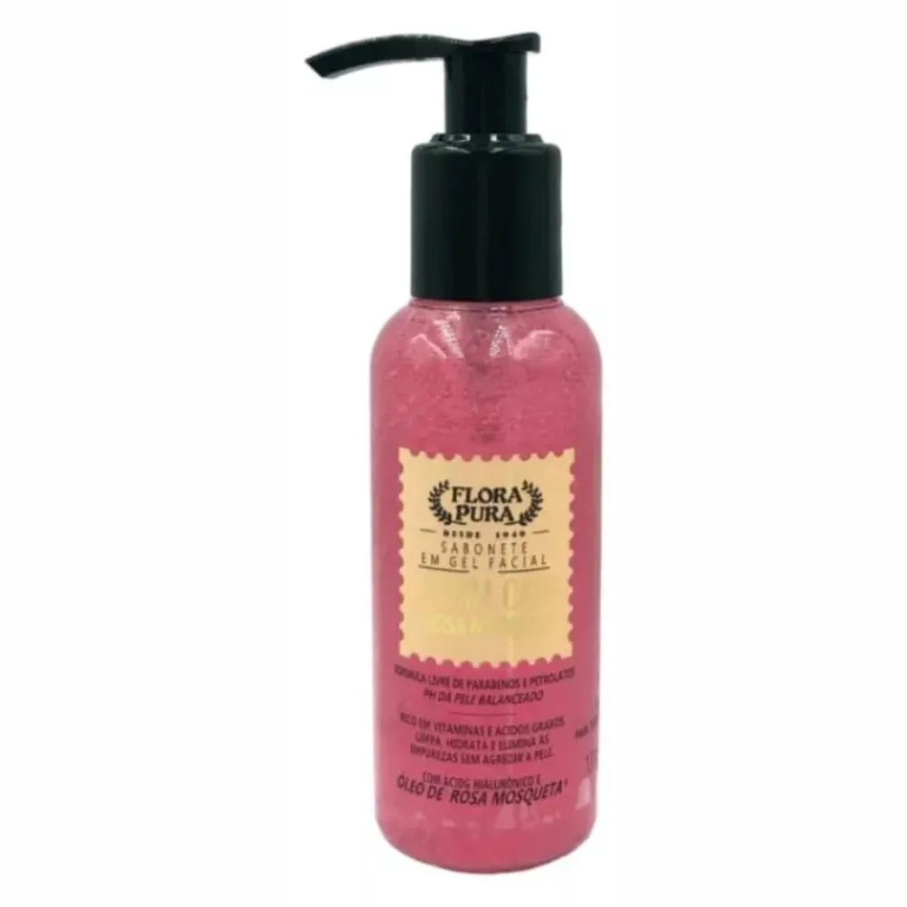 SABONETE FACIAL EM GEL ROSA MOSQUETA 120ML FLORA PURA