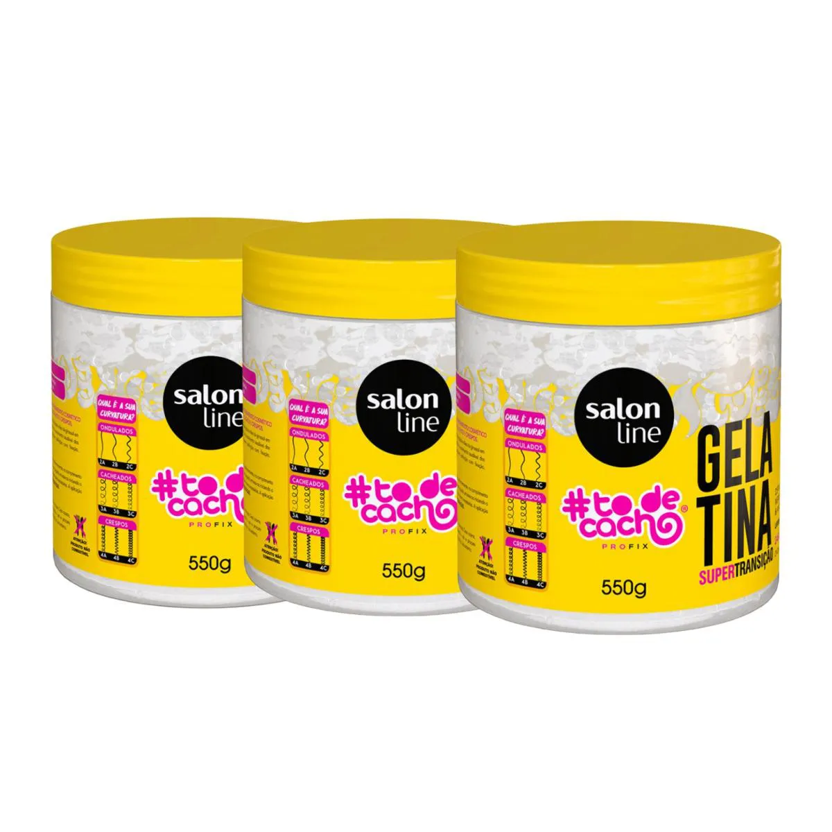 KIT 3 GELATINAS CACHO SUPER TRANSIçãO HIDRATAçãO SALON LINE