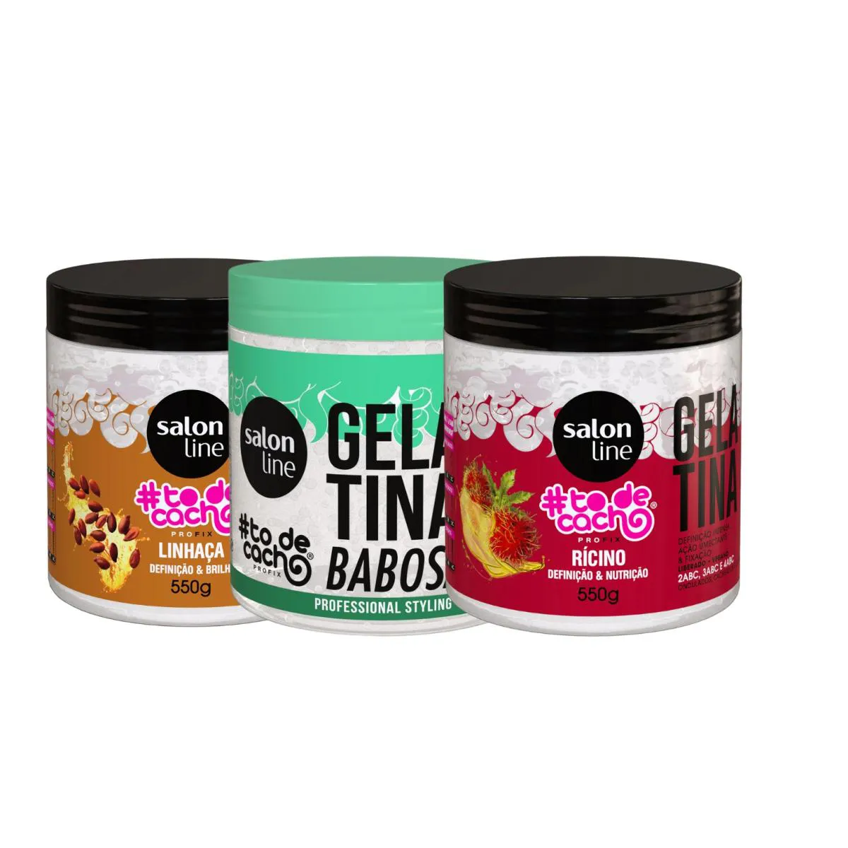 KIT 3 GELATINA CACHOS DEFINE HIDRATA VOLUME NUTRE SALON LINE