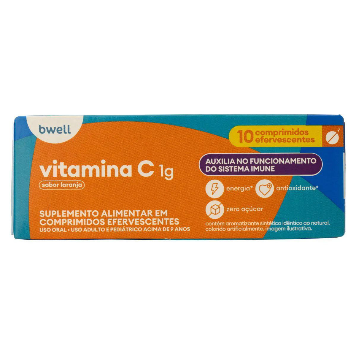  Vitamina C Efervescente 1g bwell Sabor Laranja 10 comprimidos