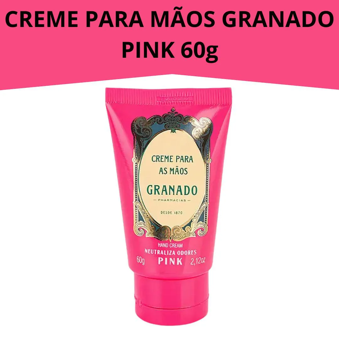 CREME PARA MAOS HIDRATANTE NEUTRALIZA ODORES PINK GRANADO BISNAGA 60G