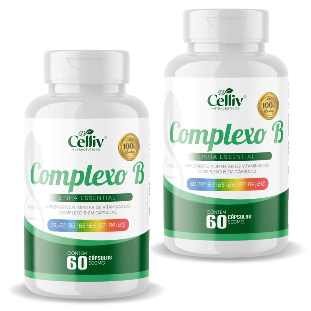 2X COMPLEXO B (B1, B2, B3, B5, B6, B7, B9, B12) 60 CAPSULAS DE 500MG CELLIV