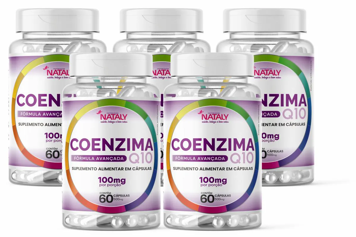 5X COENZIMA Q10 100% PURA100MG POR PORçãO 60 CAPS NATALY